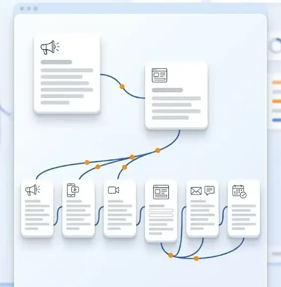 Esquema del embudo en VecAIna: anuncios, contenido, clase, landing, seguimiento y llamada