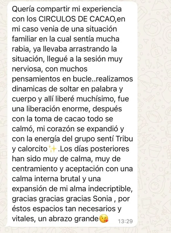Testimonio de una alumna sobre los círculos de cacao